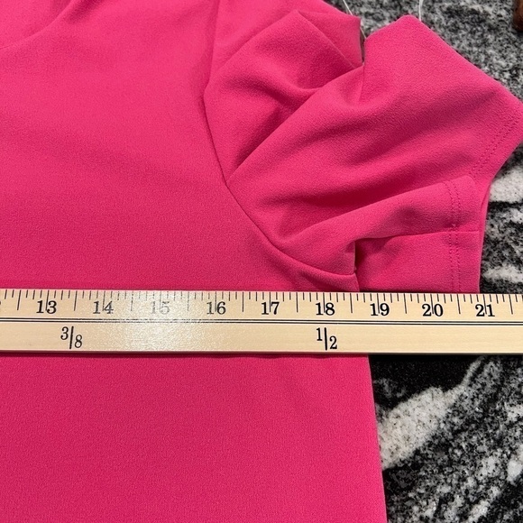 BANANA REPUBLIC puffed shoulders short sleeve bright pink blouse - Picture 7 of 13